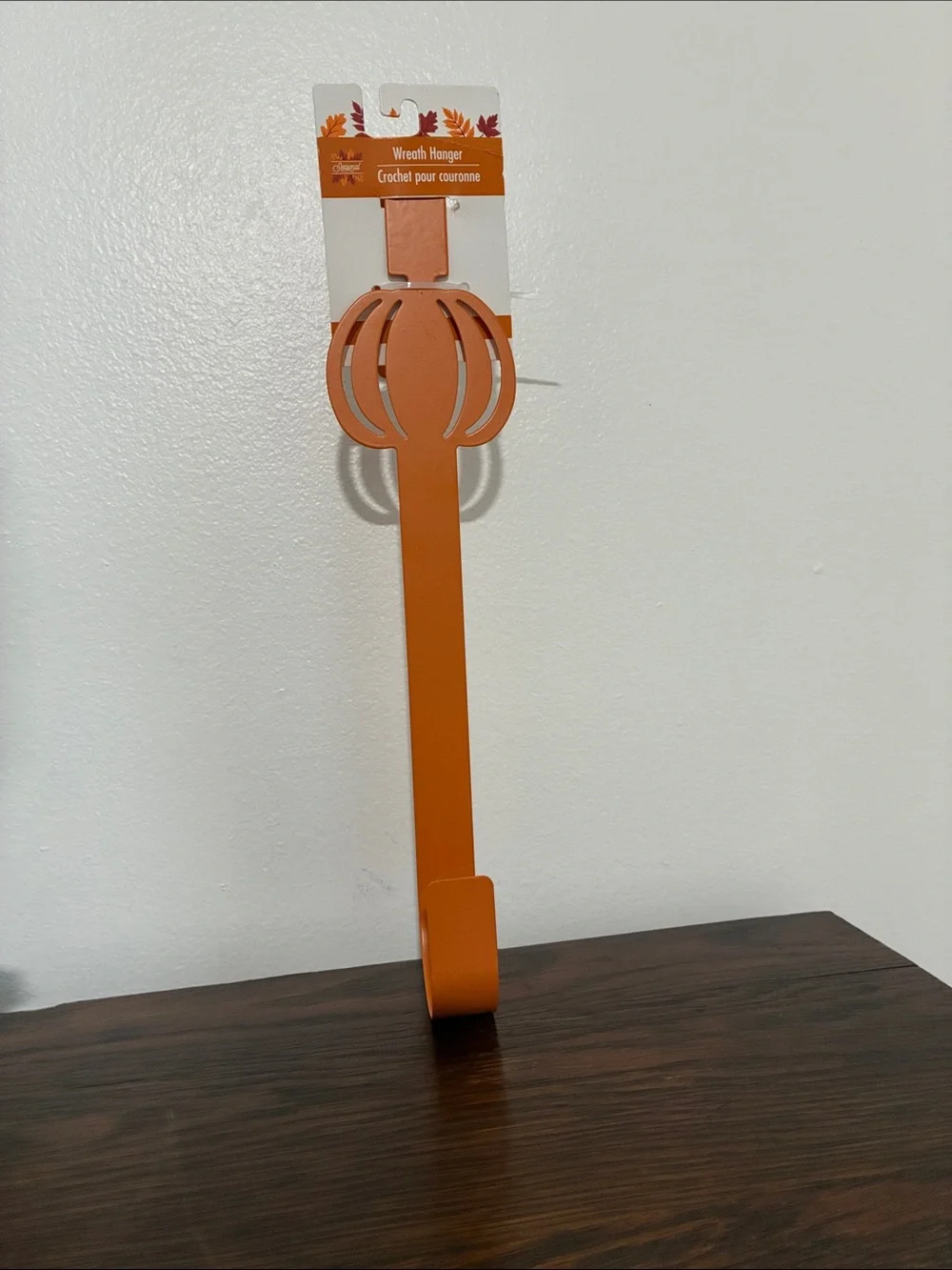 NWT- Orange Metal Pumpkin Wreath Hanger